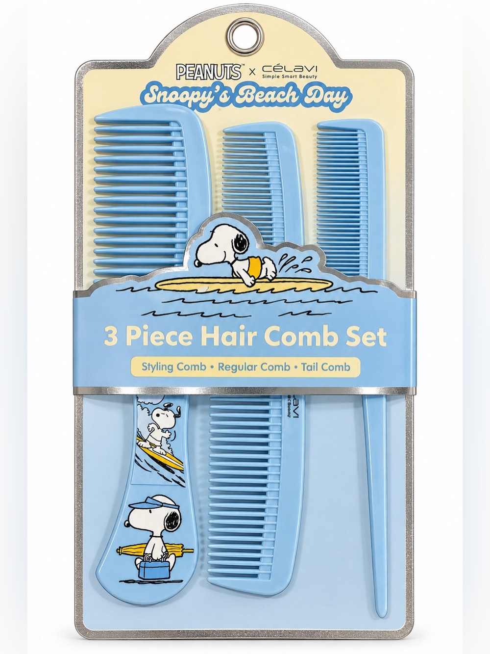 Peanuts x Celavi 3-Piece Hair Comb Set - Snoopy’s Beach Day